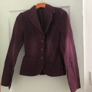 Eggplant / Burgundy Blazer with Puff Sleeves